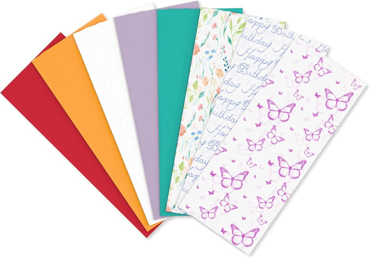 125 Sheet 20 In. X 20 In. Bulk Multicolor and Patterned Birthday Tissue Paper for Gift Bags, Crafts, and Birthday (Floral & Butterflies)